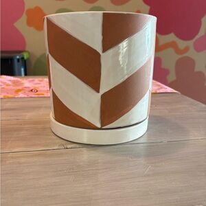 West Elm Chevron Patterned 6.5” Ceramic Planter